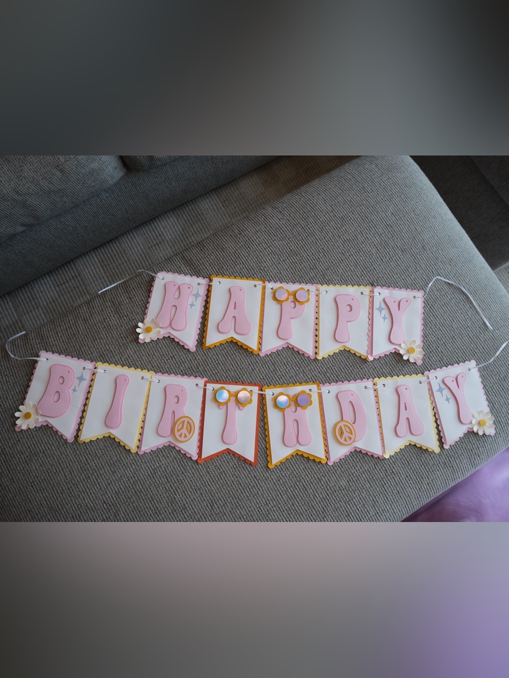 Party Banner - Pink and Yellow "Happy Birthday" Garland